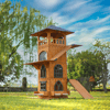 Mandu Ahşap 4 Katlı Teraslı Kedi Evi (Tırmalama + Mama Kaplı)