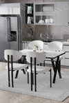 Mara Lotus 80x120 Yemek Masası Mutfak Masası Ofis Masası 4 Kişilik Masa Sandalye Takımı Düz Beyaz Masa Sandalye Beyaz