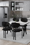 Mara Lotus 80x120 Yemek Masası Mutfak Masası Ofis Masası 4 Kişilik Masa Sandalye Takımı Düz Beyaz Sandalye Siyah