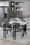 Mara Lotus 80x120 Yemek Masası Mutfak Masası Ofis Masası 4 Kişilik Masa Sandalye Takımı Düz Beyaz Sandalye Gri