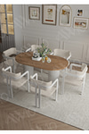 Marble Bohem Ayak 6'lı Tokyo Metal Demonte Sandalye 80x180 Masa Sandalye Takımı Akça