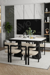 Marble Lake MDF Ayak Tokyo Demonte Sandalye 80x120 Yemek Masası Mutfak Masası 4 Kişilik Beyaz