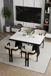 Marble Lake MDF Ayak Tokyo Demonte Sandalye 80x120 Yemek Masası Mutfak Masası 4 Kişilik Beyaz