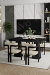 Marble Lake MDF Ayak Tokyo Demonte Sandalye 80x120 Yemek Masası Mutfak Masası 4 Kişilik Siyah Mermer