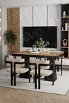 Marble Lake MDF Ayak Tokyo Demonte Sandalye 80x120 Yemek Masası Mutfak Masası 4 Kişilik Akça