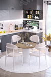 Marco Bohem Ayak Beyaz Polo Sandalye 90x90 Mutfak Masa Sandalye Takımı Akça