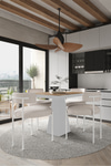 Mayer Beyaz Lake MDF Ayak 90x90 Yemek Masası Mutfak Masası 4 Kişilik Masa Takımı Teddy Sandalye Akça