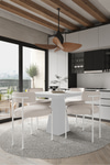 Mayer Beyaz Lake MDF Ayak 90x90 Yemek Masası Mutfak Masası 4 Kişilik Masa Takımı Teddy Sandalye Beyaz