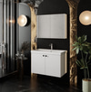 Mimoza 80 Cm Mdf,lavabolu,aynalı Banyo Dolabı Seti,seramik Lavabo Dahil Beyaz Mdf