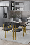 Mirage Mat Gold Lotus 80x120 Yemek Masası Mutfak Masası Ofis Masası 4 Kişilik Masa Sandalye Takımı Siyah Mermer Sandalye Mat Gold Antrasit Gri