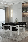 Mitra Metalayak Tokyo Demonte Sandalye 80x120 Yemek Masası Mutfak Masası 4 Kişilik Siyah Mermer