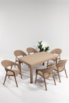 Mobetto Garden Large 90x150cm Rattan Cappucino Masa Takımı Bahçe&balkon - 1 Masa 6 Sandalye