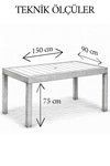 Mobetto Rattan 90x150 Camsız Antrasit Masa - Bahçe&balkon&teras