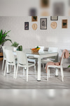 Mobetto Rattan Large Camlı Beyaz Masa Takımı Bahçe&balkon 1 Camlı Masa + 6 Sandalye