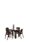 Mobetto Rattan Small Lüx Camlı Kahve Masa Takımı Bahçe&balkon 1 Camlı Masa 4 Sandalye