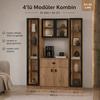 Mocha Temperli Cam Ledli 4 Kapaklı Kahve Köşesi - Atlas Çam