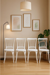 Modalife 4 Adet Alara Beyaz Mutfak Sandalyesi, Yemek, Bahçe, Kafe, Modern Sandalye