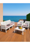 Modalife Ada 3+1+1+S Bahçe Takımı / Balkon - Bahçe - Teras Mobilyası - Beyaz