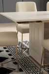 Modalife Bendis Sabit 190x100 Salon&oturma Odası Yemek Masası - Krem&Gold
