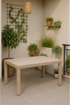 Modalife Nova Masa Rattan 90x150 Camsız Bahçe&balkon&teras Masası - Cappucino