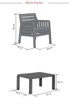 Modalife Silva 3-1-1-s Minderli Bahçe Takımı Balkon, Bahçe, Teras Mobilyası, 5li Bahçe Oturma Grubu Cappucino