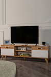 Modalife Story 160x34 Kapaklı Tv Sehpası - Sarı Meşe