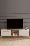 Modalife White 160x35 2 Kapaklı Tv Sehpası - Beyaz