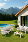 Modalife Yakamoz Bahçe Seti 3 1 1 S Minderli , Bahçe Takımı Balkon - Bahçe - Teras Mobilyası / Beyaz