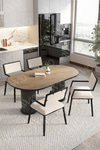Natura 80x140 Yemek Masası Mutfak Masası 4 Kişilik Masa Sandalye Takımı Akça-Beyaz