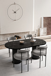 Natura Bohem Lake MDF Ayak 80x140 Oval Yemek Masası Mutfak Masası Masa Sandalye Takımı Siyah Mermer