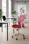Ofisbazaar Buya Beyaz Fileli Çalışma Koltuğu | Ergonomik Şef Ve Toplantı Koltuğu Kırmızı