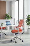 Ofisbazaar Buya Beyaz Fileli Çalışma Koltuğu | Ergonomik Şef Ve Toplantı Koltuğu Turuncu