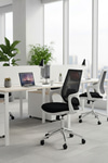 Ofisbazaar Buya Beyaz Fileli Çalışma Koltuğu | Ergonomik Şef Ve Toplantı Koltuğu Siyah Fileli