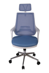 Ofisbazaar Buya Beyaz Fileli Ofis Koltuğu | Ergonomik Ve Modern Tasarım Açık Mavi