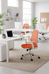Ofisbazaar Dali Beyaz Fileli Çalışma Koltuğu | Ergonomik Şef Ve Toplantı Koltuğu Turuncu
