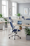 Ofisbazaar Dali Beyaz Fileli Çalışma Koltuğu | Ergonomik Şef Ve Toplantı Koltuğu Lacivert