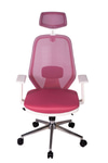 Ofisbazaar Dali Beyaz Fileli Yönetici Koltuğu | Ergonomik Başlıklı Ofis Koltuğu Pembe