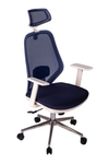 Ofisbazaar Dali Beyaz Fileli Yönetici Koltuğu | Ergonomik Başlıklı Ofis Koltuğu Lacivert