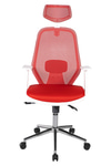 Ofisbazaar Dali Beyaz Fileli Yönetici Koltuğu | Ergonomik Başlıklı Ofis Koltuğu Kırmızı