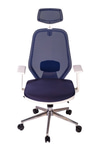 Ofisbazaar Dali Beyaz Fileli Yönetici Koltuğu | Ergonomik Başlıklı Ofis Koltuğu Lacivert
