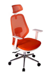 Ofisbazaar Dali Beyaz Fileli Yönetici Koltuğu | Ergonomik Başlıklı Ofis Koltuğu Turuncu