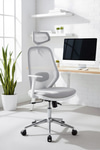 Ofisbazaar Dali Beyaz Fileli Yönetici Koltuğu | Ergonomik Başlıklı Ofis Koltuğu Gri