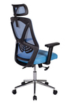 Ofisbazaar Dolphin Siyah Fileli Yönetici Koltuğu | Ergonomik Başlıklı Ofis Koltuğu Açık Mavi