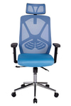 Ofisbazaar Dolphin Siyah Fileli Yönetici Koltuğu | Ergonomik Başlıklı Ofis Koltuğu Açık Mavi