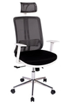 Ofisbazaar UP Beyaz Fileli Yönetici Koltuğu | Ergonomik Başlıklı Ofis Koltuğu Siyah Fileli