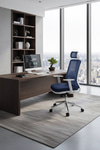 Ofisbazaar UP Beyaz Fileli Yönetici Koltuğu | Ergonomik Başlıklı Ofis Koltuğu Lacivert