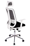 Ofisbazaar UP Beyaz Fileli Yönetici Koltuğu | Ergonomik Başlıklı Ofis Koltuğu Siyah Fileli