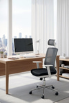 Ofisbazaar UP Beyaz Fileli Yönetici Koltuğu | Ergonomik Başlıklı Ofis Koltuğu Siyah Fileli