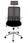 Ofisbazaar UP Beyaz Fileli Yönetici Koltuğu | Ergonomik Başlıklı Ofis Koltuğu Siyah Fileli