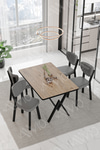 Pedra Elma Sandalye 80x120 Yemek Masası Mutfak Masası 4 Kişilik Masa Sandalye Takımı Akça